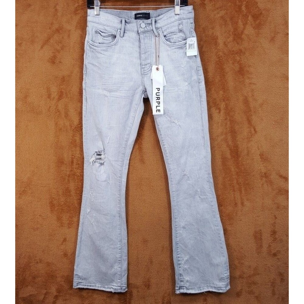PURPLE BRAND Mens Jeans Size 30 Light Gray Wash Flare Leg Slim Fit P004 $320